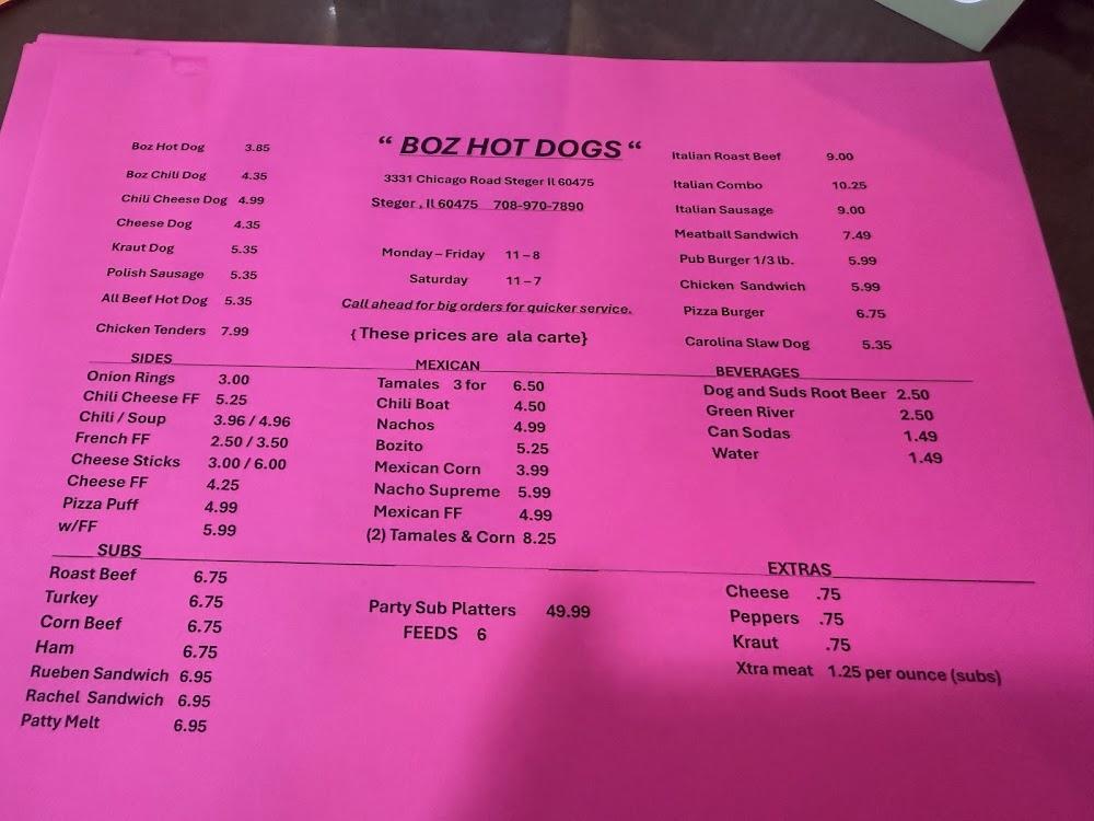 Boz Hot Dogs Menu image 1